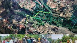 Masyarakat antusias gotong royong untuk pembangunan jalan alternatif yang menghubungkan tiga desa. (Poto: Momon Suparman)