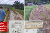 Foto proyek jalan inspeksi pertanian Badampu yang diduga tumpang tindih dengan proyek APBDes desa Pangkan