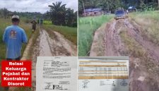 Foto proyek jalan inspeksi pertanian Badampu yang diduga tumpang tindih dengan proyek APBDes desa Pangkan