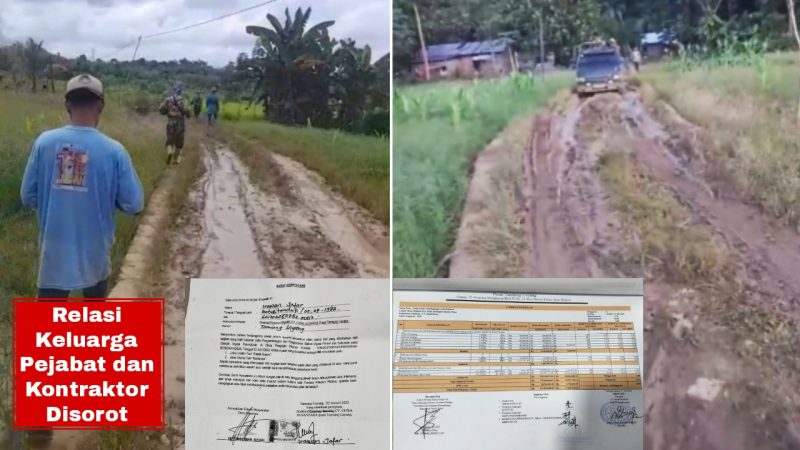 Foto proyek jalan inspeksi pertanian Badampu yang diduga tumpang tindih dengan proyek APBDes desa Pangkan