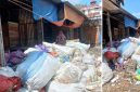 Nampak depan gardu Pasar Baraka, lapak penjual tertutup gunungan sampah