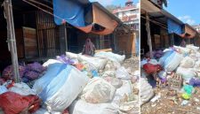 Nampak depan gardu Pasar Baraka, lapak penjual tertutup gunungan sampah