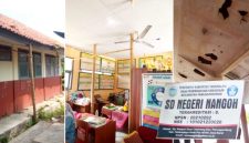 Plafon Berlubang Hingga Atap Diganjal Bambu, Siswa SDN Nangoh Tasikmalaya Dibayangi Bahaya